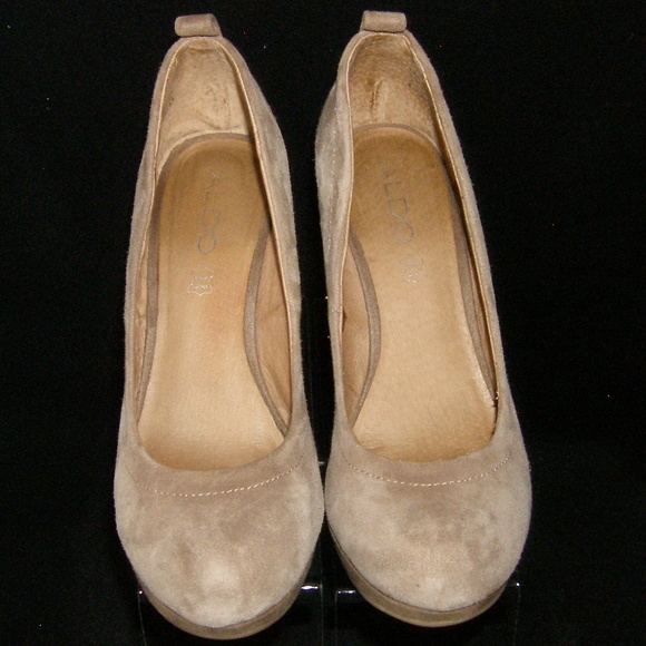 ALDO Odelinia brown suede platform wedges 8 EU38.5 - Picture 3 of 8